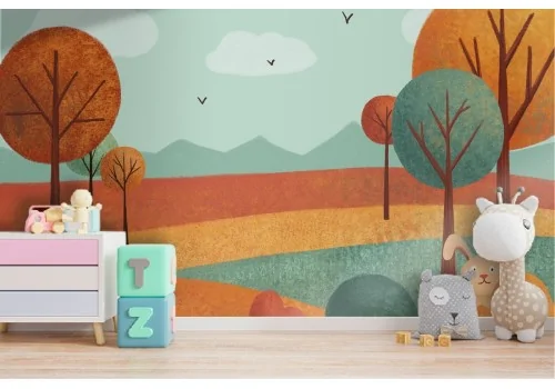 Carta da Parati paesaggio natura bambini alberi