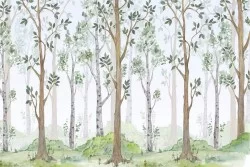 Wallpaper illustration children forest trees