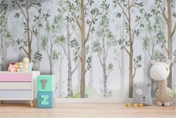 Wallpaper illustration children forest trees