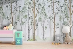 Wallpaper illustration children forest trees