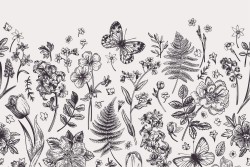 Carta da Parati fiori e foglie natura vintage