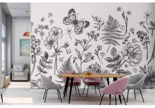 Vintage Flowers Leaves Wallpaper 2