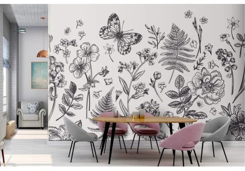 Vintage Flowers Leaves Wallpaper 2