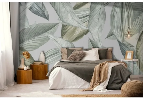 Green leaves nature modern design wallpaper