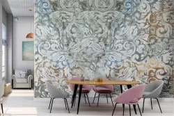 Vintage flower wallpaper plaster surface