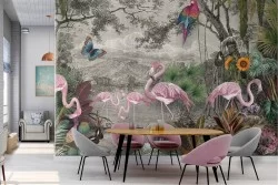 Wallpaper illustration tropical forest nature animals