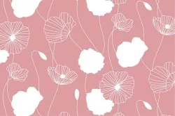 Wallpaper stylized pink flowers nature modern design