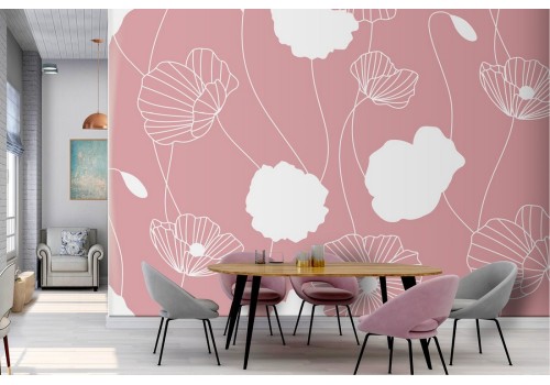 Carta da Parati fiori stilizzati rosa natura design moderno