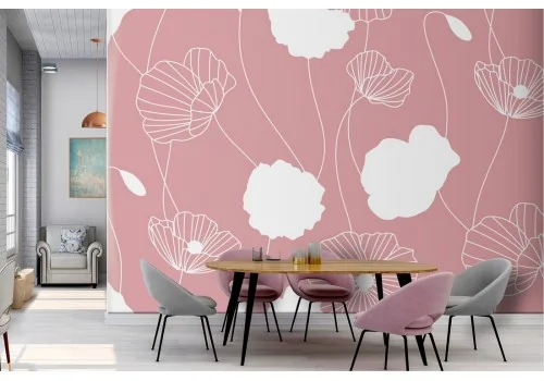 Carta da Parati fiori stilizzati rosa natura design moderno