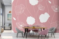 Carta da Parati fiori stilizzati rosa natura design moderno