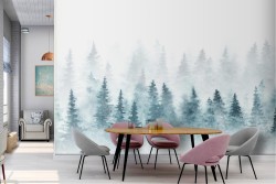 Carta da Parati alberi natura acquerello foresta