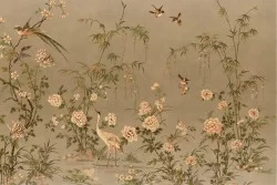 Carta da Parati natura tropicale fiori animali vintage
