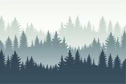 Modern stylized forest trees wallpaper