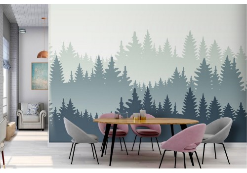 Modern stylized forest trees wallpaper
