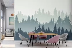 Modern stylized forest trees wallpaper