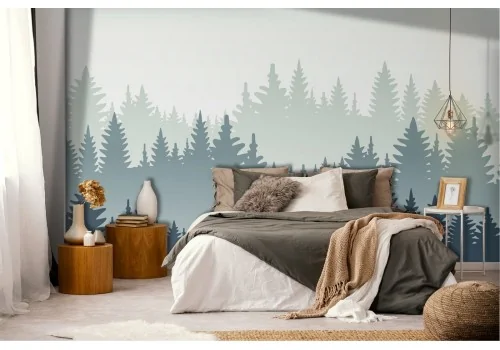 Modern stylized forest trees wallpaper 2