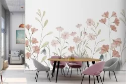 Minimalist modern nature wallpaper with stylized flowers