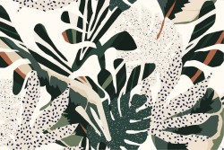 Tropical leaves abstract design vintage wallpaper