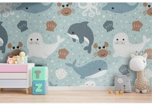 Carta da Parati foche e balene animali bambini
