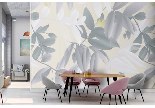 Wallpaper stylized leaves nature vintage design