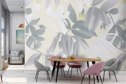 Wallpaper stylized leaves nature vintage design