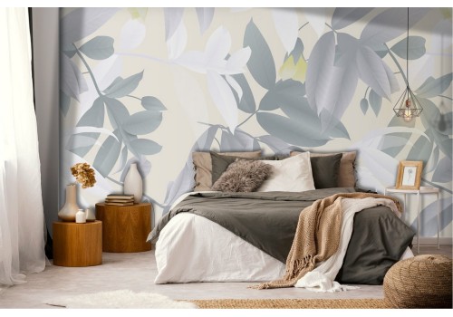 Wallpaper stylized leaves nature vintage design 2