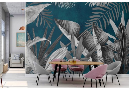 Tropical leaves nature design wallpaper