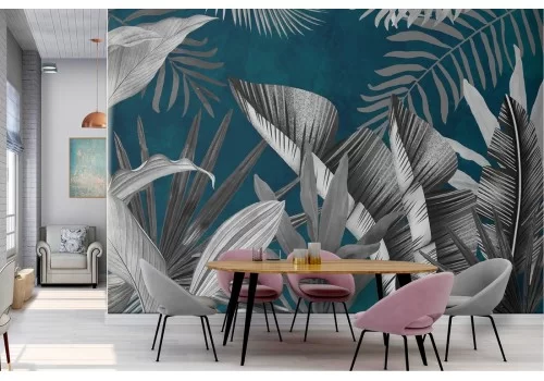 Tropical leaves nature design wallpaper