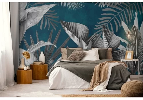 Tropical leaves nature design wallpaper 2