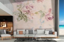 Carta da Parati vintage rose dipinto natura