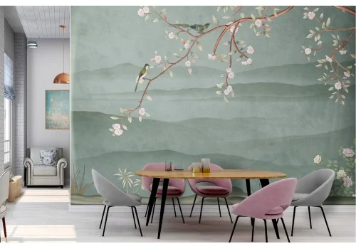 Wallpaper tree pink flowers nature minimal vintage