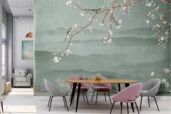 Wallpaper tree pink flowers nature minimal vintage