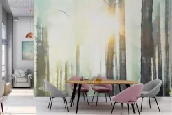 Watercolor forest trees wallpaper nature