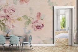 Carta da Parati vintage rose dipinto natura
