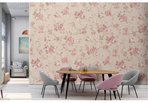 Pink flowers vintage decoration wallpaper 2