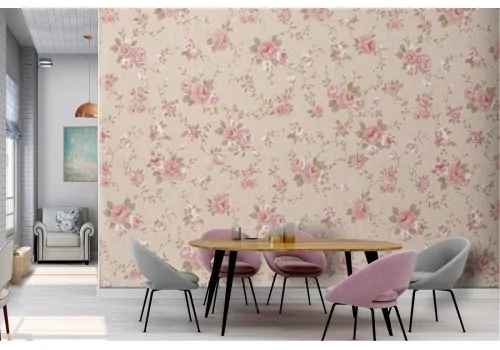 Pink flowers vintage decoration wallpaper 2