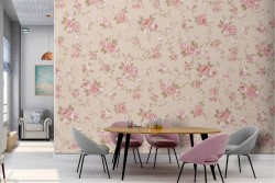 Carta da Parati fiori rosa decorazione vintage