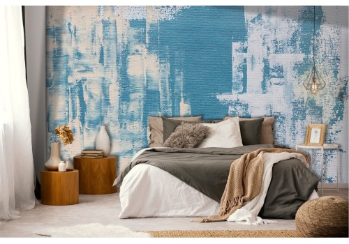 Wallpaper cement surface blue white modern industrial 2