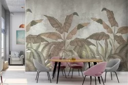 Tropical nature leaves vintage design wallpaper