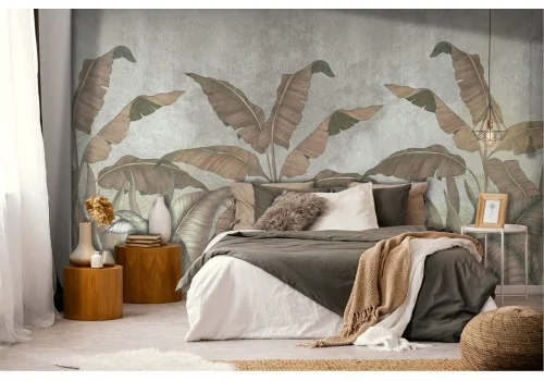 Tropical nature leaves vintage design wallpaper