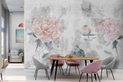 Carta da Parati natura fiori rosa vintage raffinata