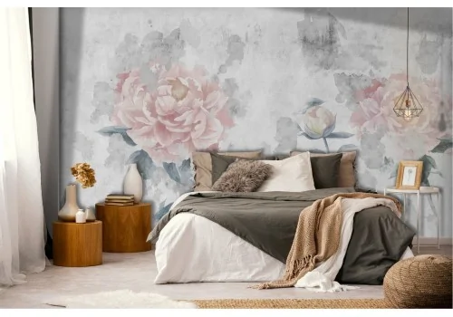 Refined vintage pink flowers nature wallpaper