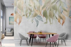 Carta da Parati foglie natura design vintage raffinato