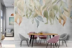 Wallpaper with nature leaves vintage refined design