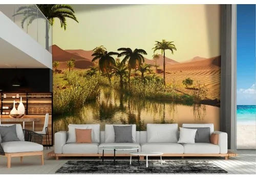 Wallpaper landscape oasis in the desert