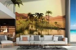 Carta da Parati paesaggio oasi nel deserto