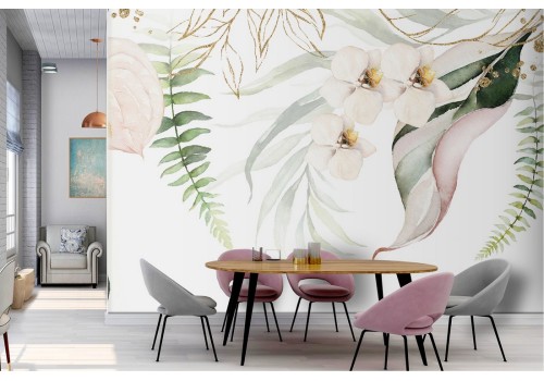 Refined nature wallpaper white flowers 2