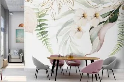 Refined nature wallpaper white flowers