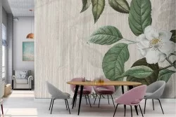 Carta da Parati decorazione vintage fiore bianco