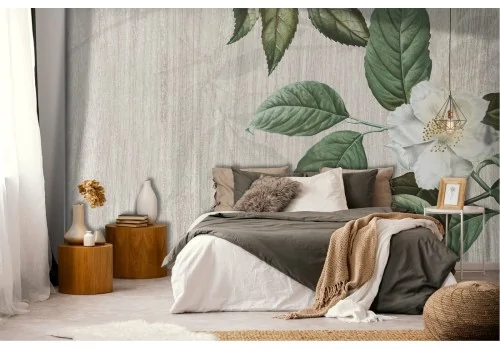 Vintage decoration wallpaper white flower